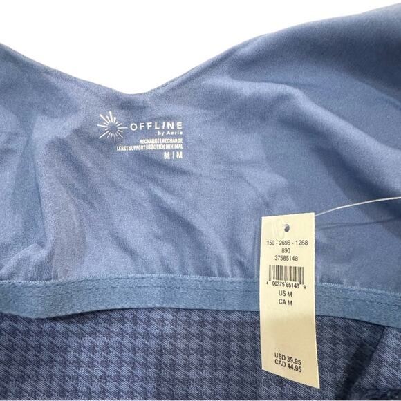 Aerie OFFLINE Mini Houndstooth V-Neck LonglineNavy Sports Bra Size M - Picture 6 of 6